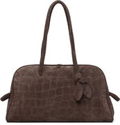 'The Turismo' Crocodile-Embossed Suede Top Handle Bag