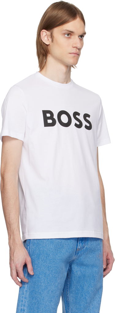 Tričko BOSS Cotton Jersey T-Shirt Rubber-Print Logo Čierna | 50481923, 1
