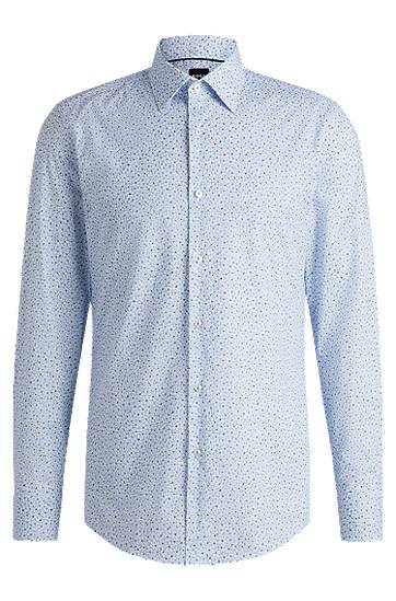 Košeľa BOSS Slim Fit Stretch Cotton Poplin Printed Shirt Modrá | 50533021, 0