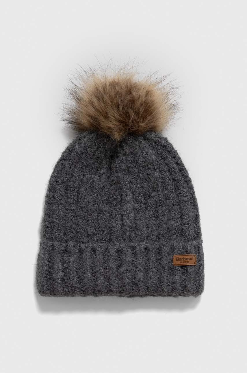 Kulicha Barbour Knitted Pom-Pom Beanie Hat and Scarf Set Šedá | LGS0077, 1