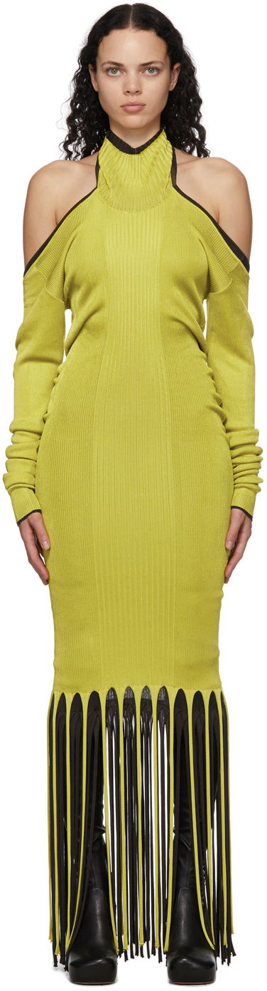Šaty Bottega Veneta Twist Viscose Fringe Dress Zelené | 638198 V07S0, 0
