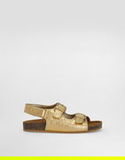 Crocodile-Print Calfskin Sandals With Logo