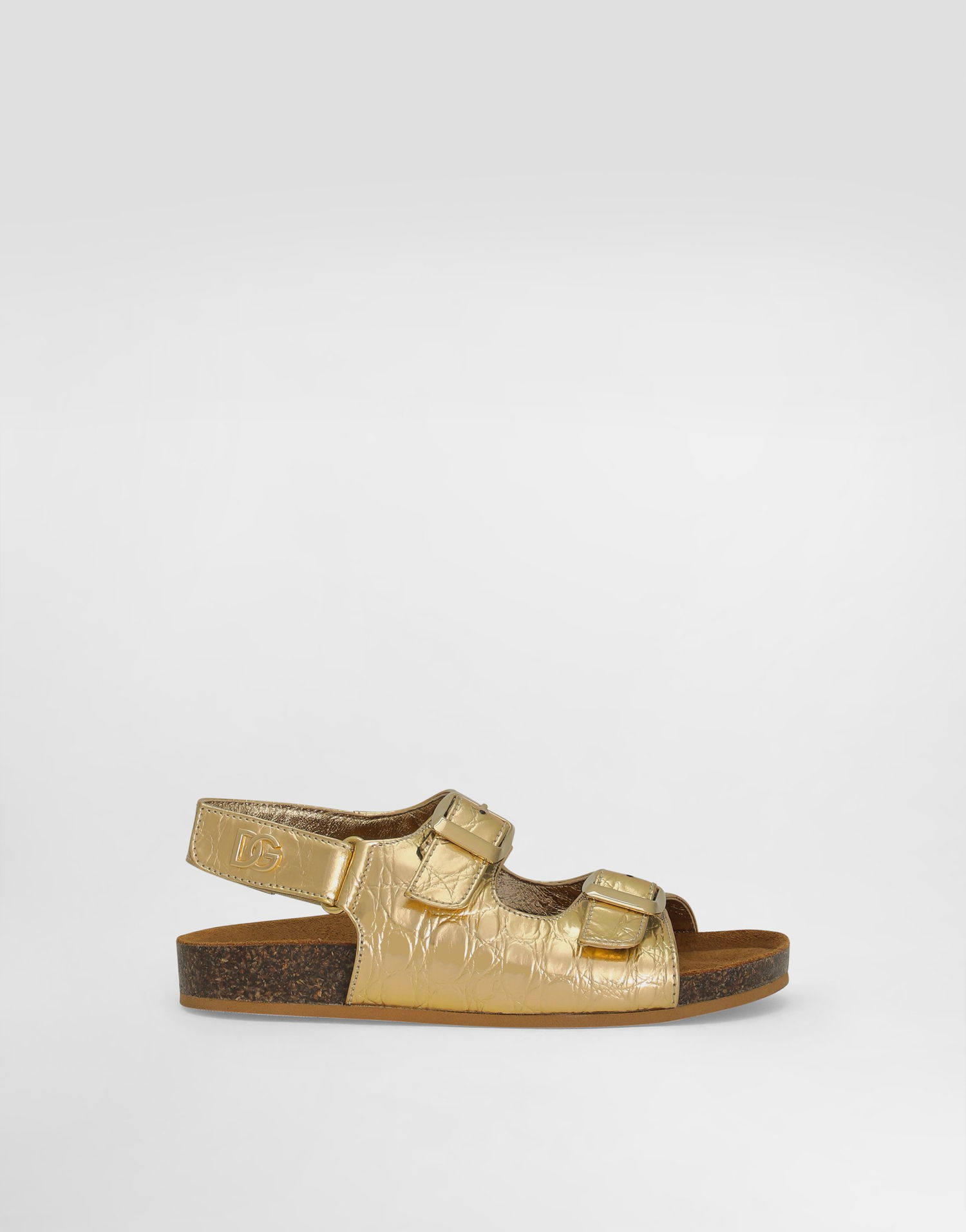 Tenisky a topánky Dolce & Gabbana Crocodile-Print Calfskin Sandals With Logo Metalická | D11320AU1388H944, 0