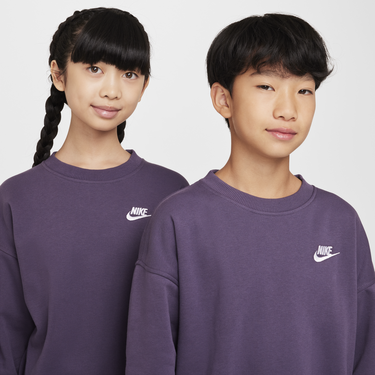 Mikina Nike Nike Sportswear Club Fleece Older Kids' Loose-Fit Crewneck Sweatshirt Fialová | FD2923-573, 2