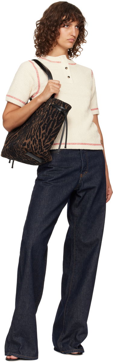Tote bag Tom Ford Tom Ford Jacquard & Calfskin Large Tote Hnedá | L1876-TSY057G, 3