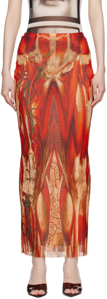 Sukňa Jean Paul Gaultier Jean Paul Gaultier 'The Écorché' Maxi Skirt Červená | 24/30-F-JU124-T554-301540, 0