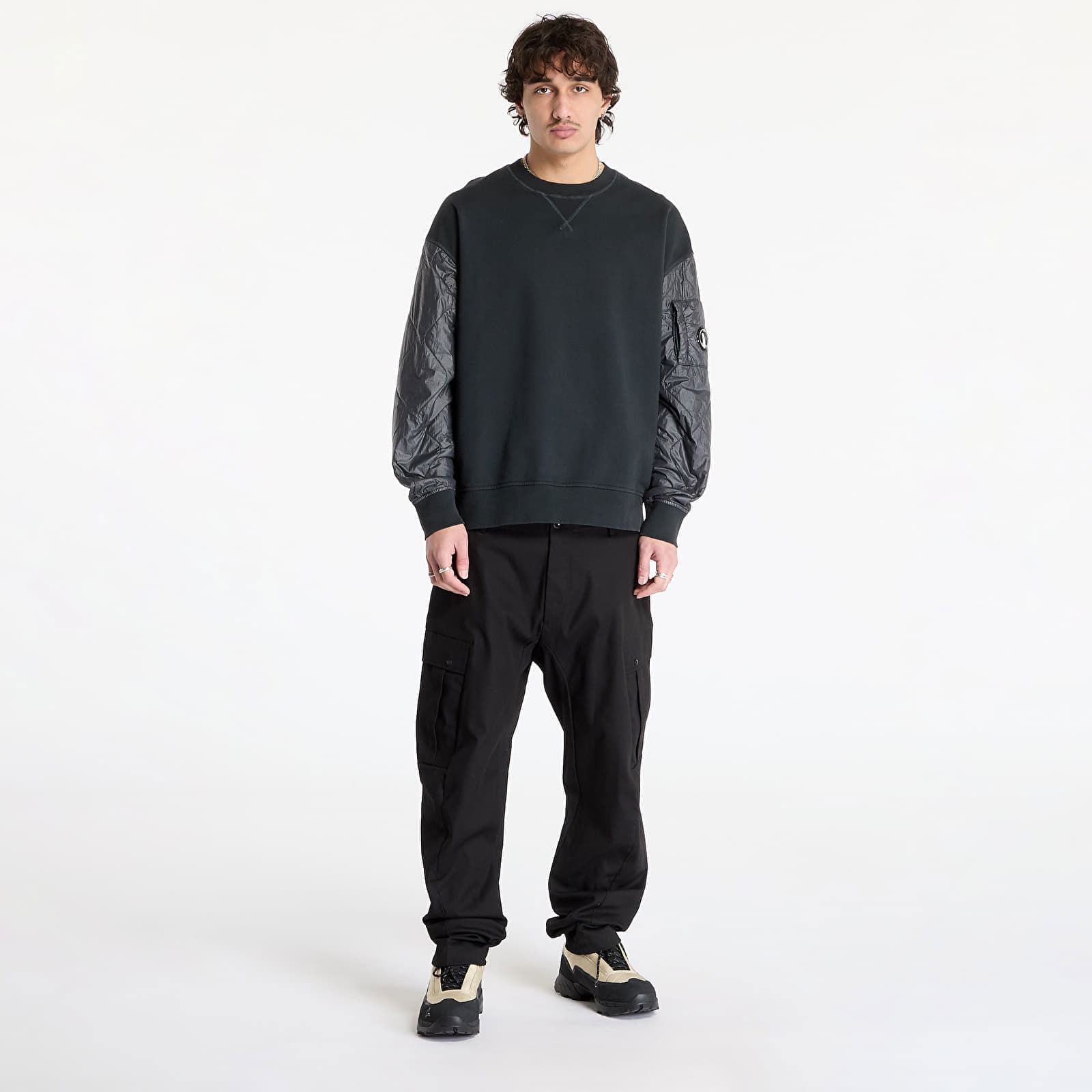 Diagonal Raised Fleece Crew Neck Sweatshirt