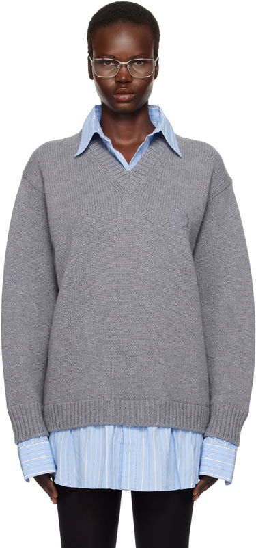 Sveter Balenciaga Layered Shirt V-Neck Sweater Šedá | 809510 T1712, 0