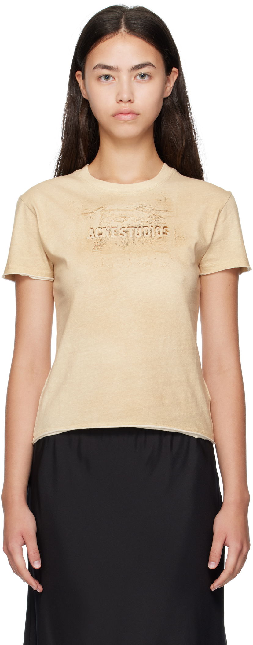 Tričko Acne Studios Acne Studios Logo Print T-Shirt Béžová | AL0472-