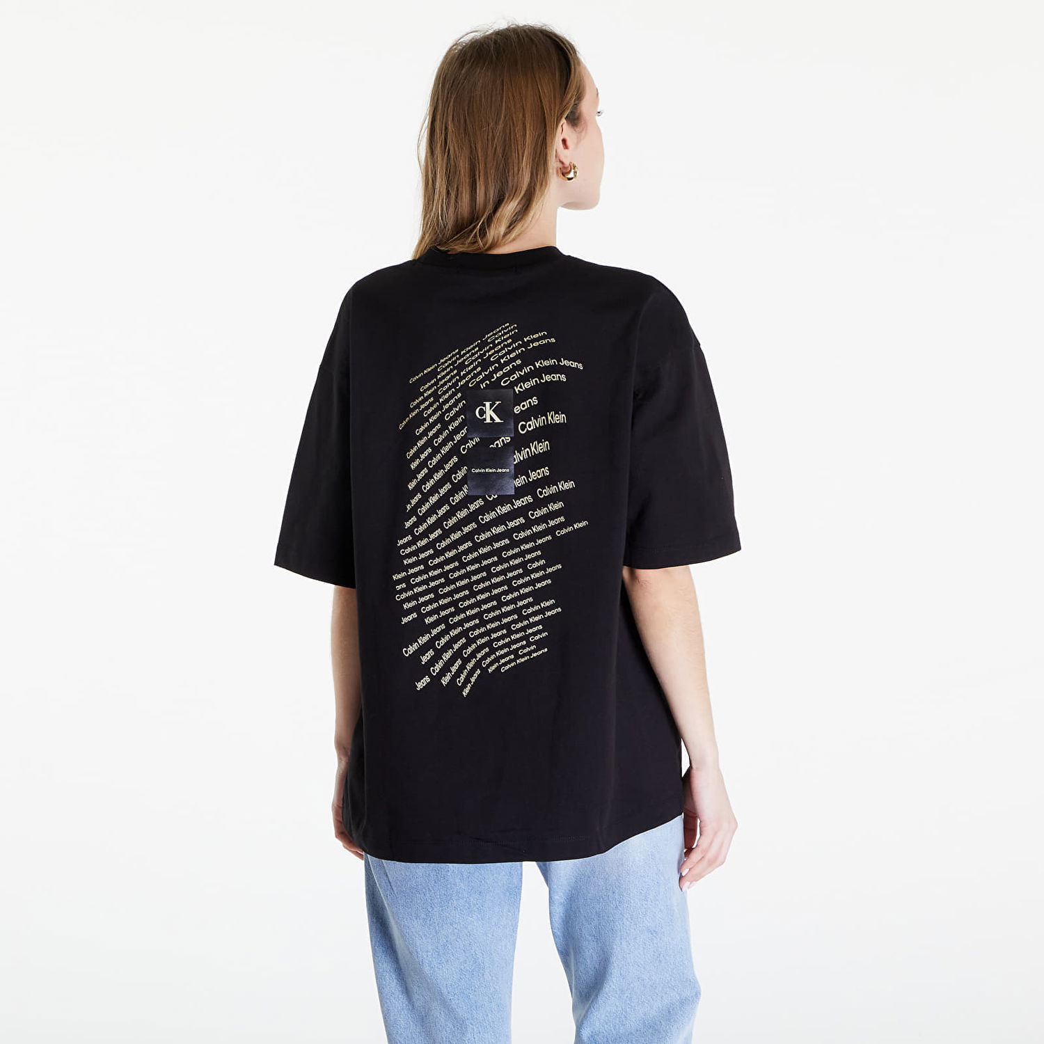 Tričko CALVIN KLEIN Jeans Warp Logo Boyfriend Short Sleeve Tee Black Čierna | J20J223166 BEH, 1
