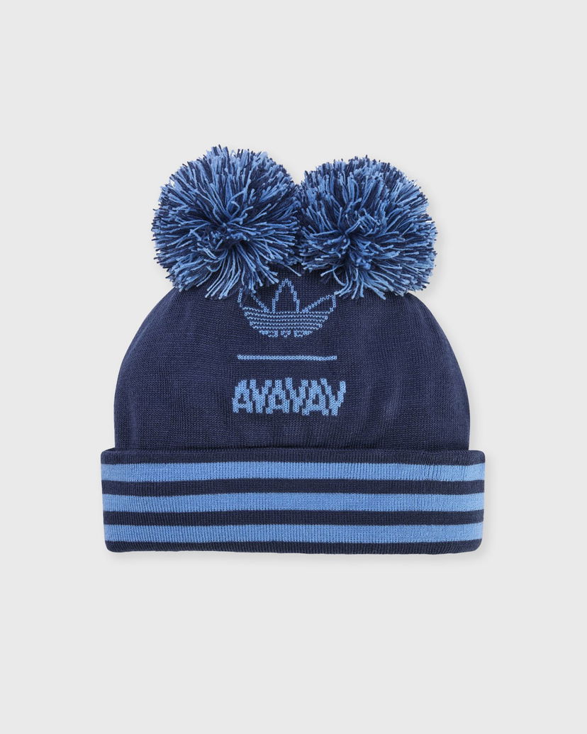 Kulicha adidas Originals AVAVAV Double Pom Pom Striped Beanie Navy | KA2408
