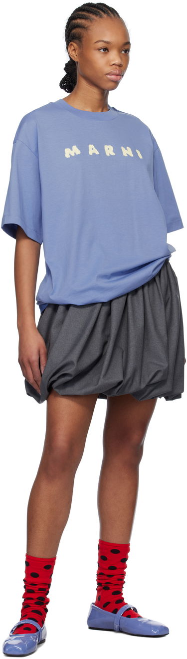 Tričko Marni Marni Scribbled Logo T-Shirt Modrá | THJET49P13 USCX42, 3
