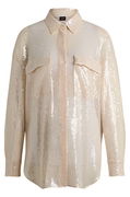 Relaxed-Fit Sequin Blouse with Point Collar