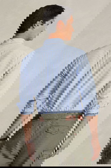 Košeľa Polo by Ralph Lauren Regular Fit Striped Cotton Button-Down Shirt Modrá | 710928918, 1