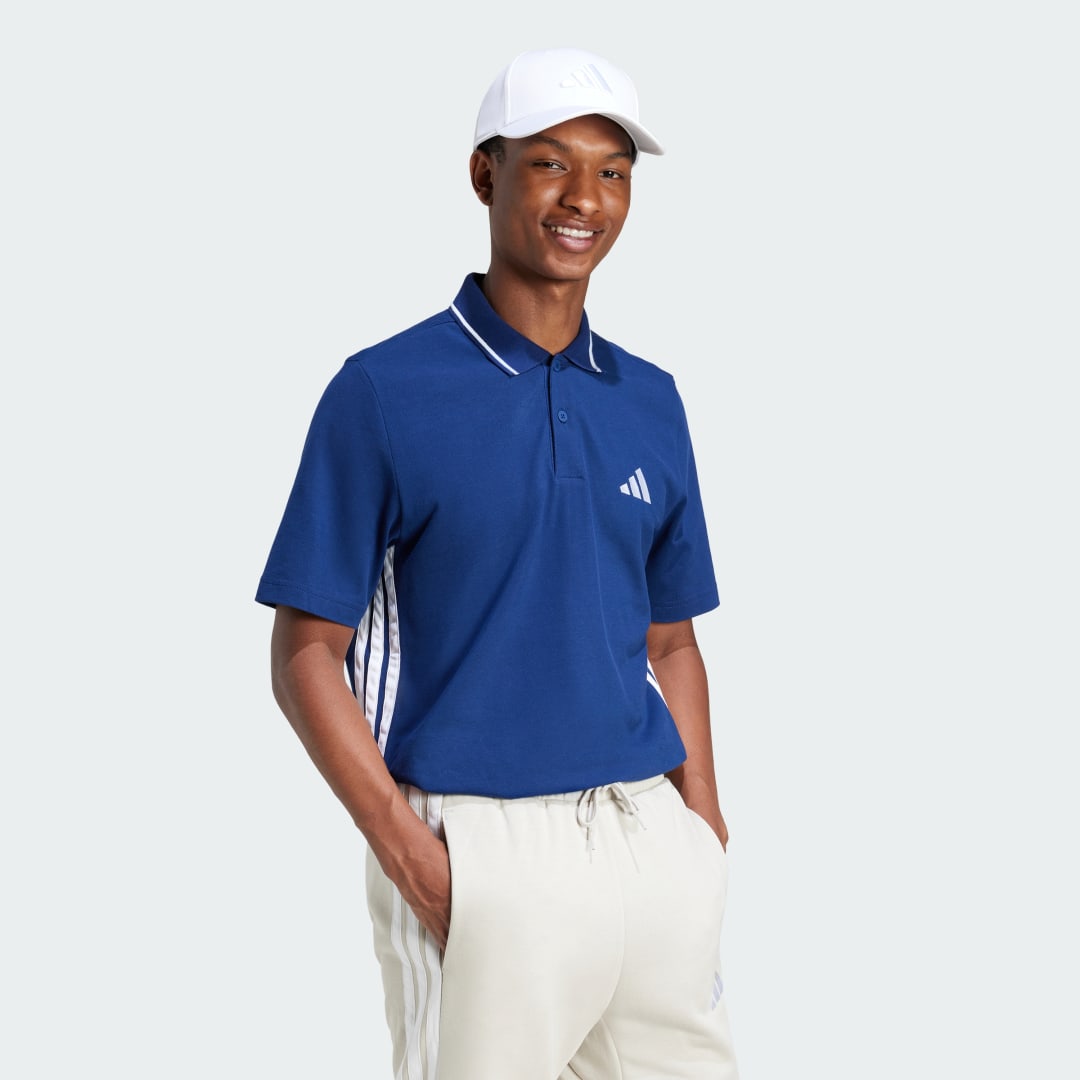 Polo tričko adidas Performance Essentials 3-Stripes Polo Shirt Modrá | JE6382, 1
