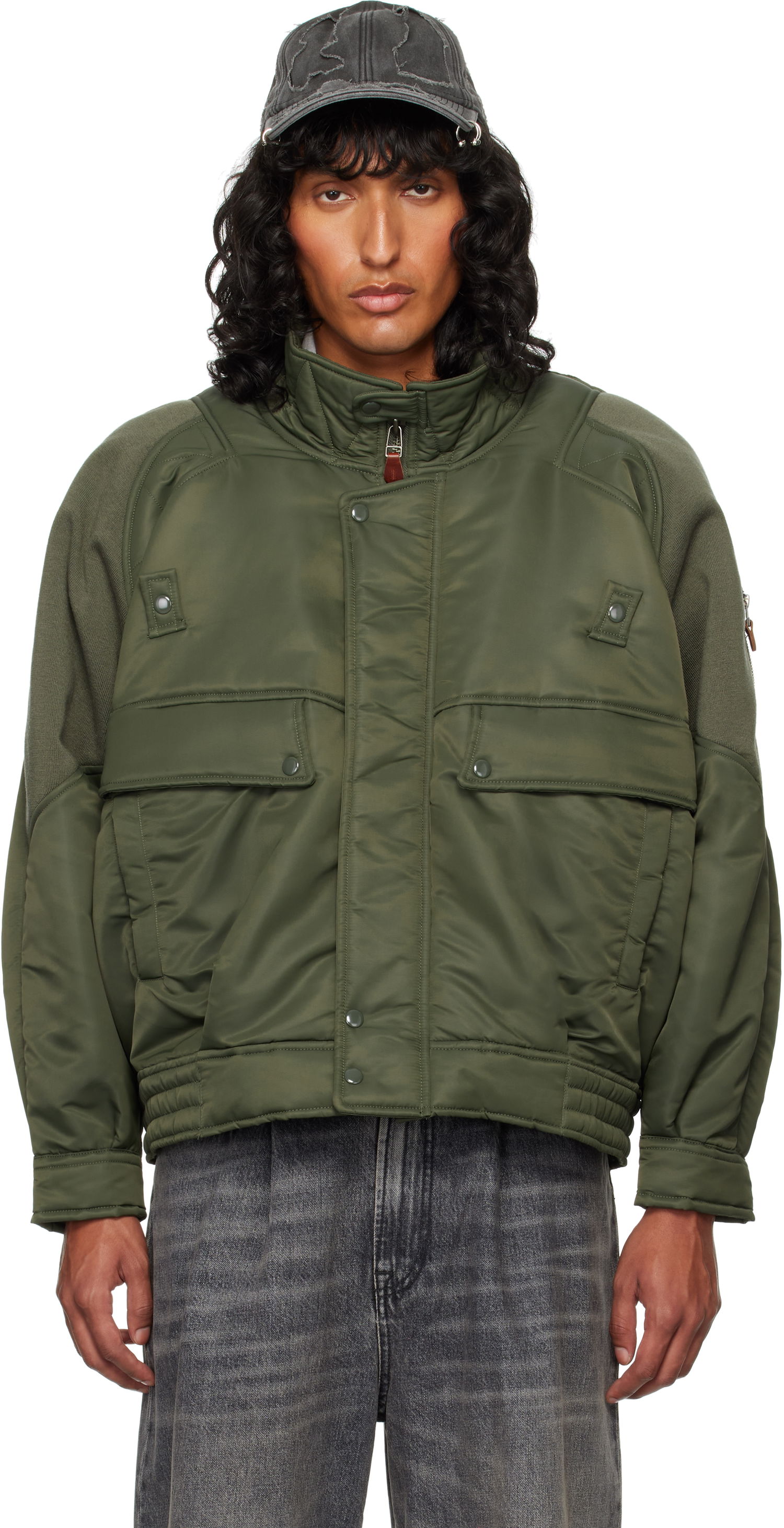 Bomber bunda R13 R13 Ribbed Flight Bomber Jacket Zelené | R13MR329 R436A, 0
