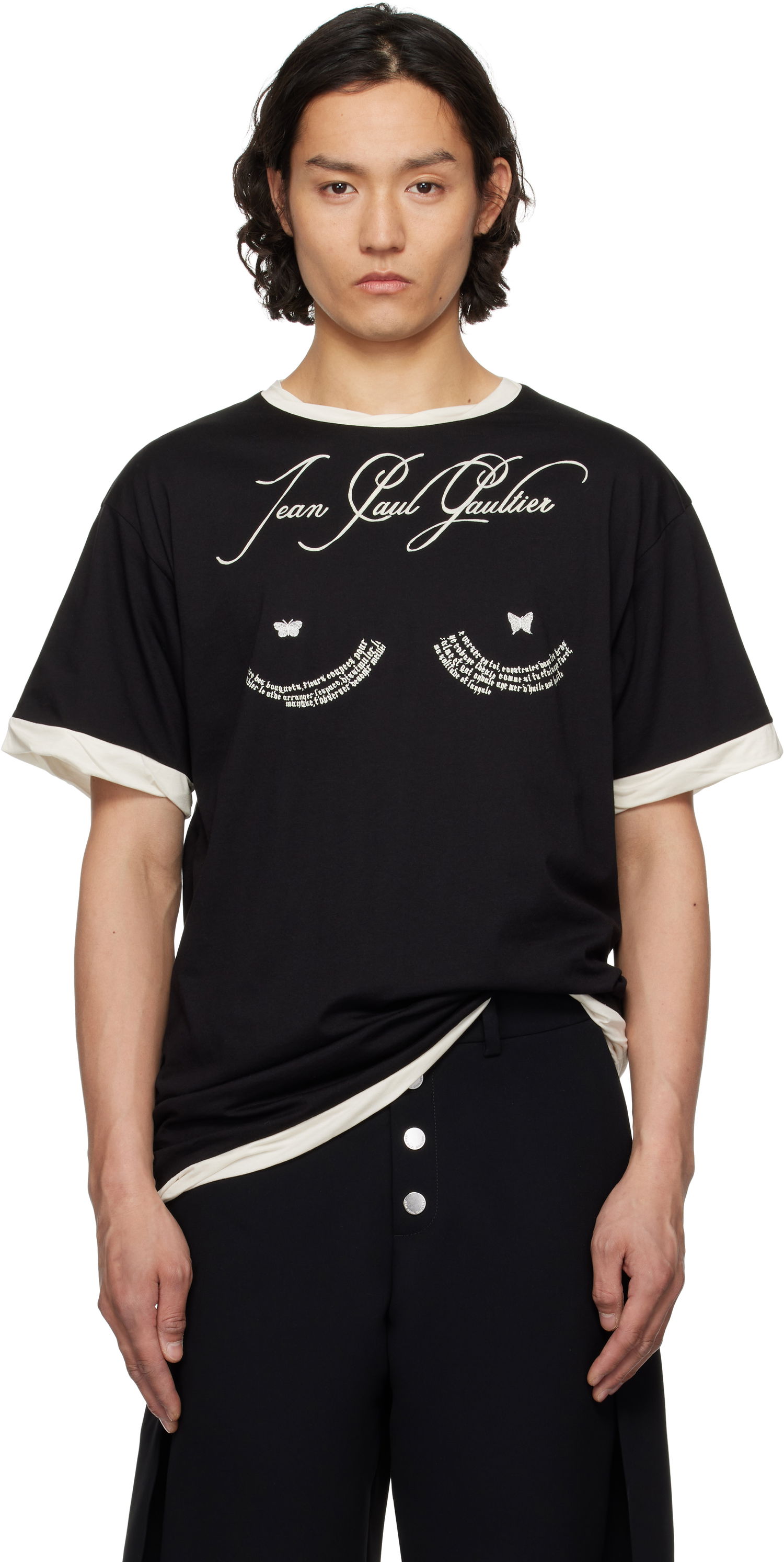 Tričko Jean Paul Gaultier Jean Paul Gaultier Oversized Tattoo Poem T-Shirt Čierna | 25/34-F-TS112I-J087-0003, 0
