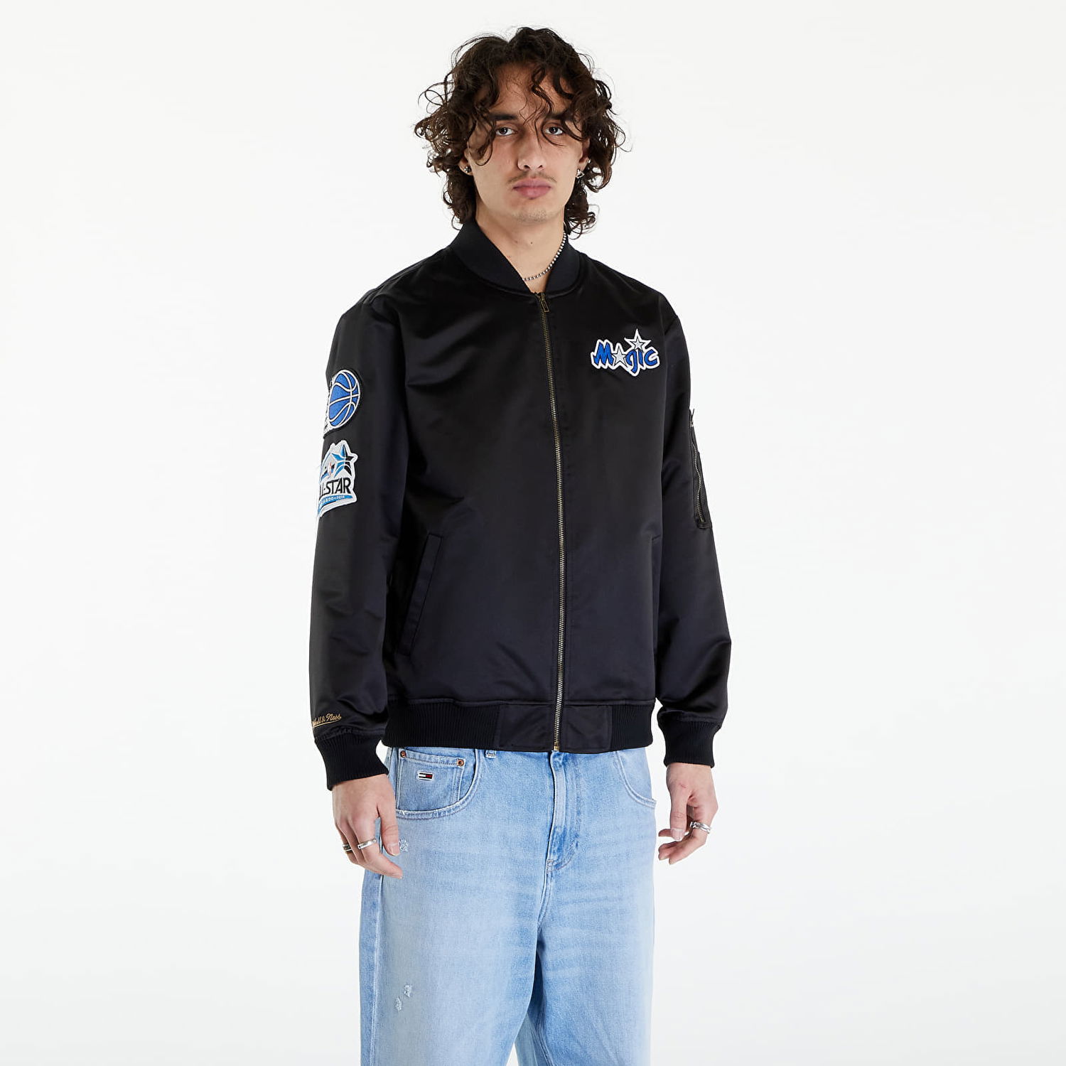 Bomber bunda Mitchell & Ness NBA Lightweight Satin Bomber Vintage Logo Magic Black Čierna | SJKT6599-OMAYYPPPBLCK, 0