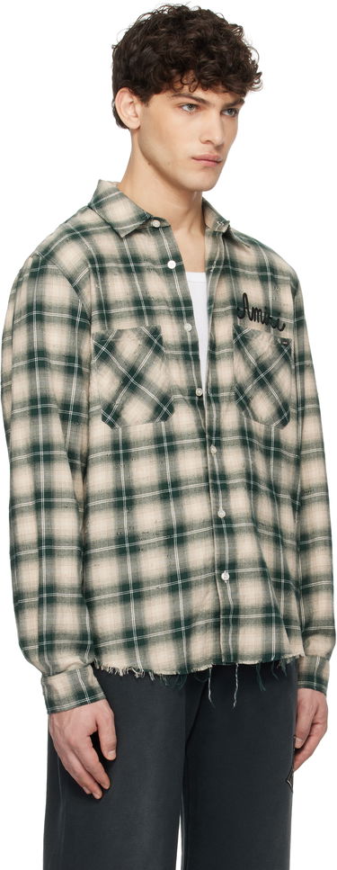 Košeľa AMIRI Amiri Shotgun Distressed Plaid Flannel Shirt Zelené | AMSTFL1009, 1