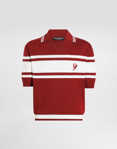 Polo tričko Dolce & Gabbana Dolce & Gabbana Silk & Cotton Blend Polo Shirt with DG Logo Embroidery Červená | GXZ11ZJFMLXR5231, 0