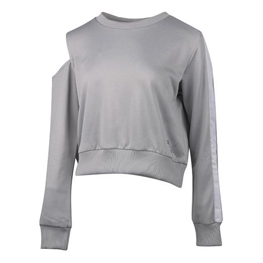 Sveter Puma PUMA Logo Cold Shoulder Cropped Sweatshirt Šedá | 599046-09