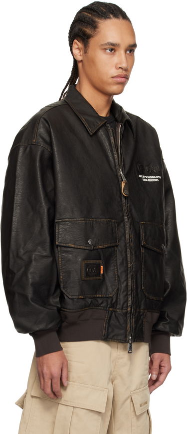 Bomber bunda AAPE by A Bathing Ape AAPE by A Bathing Ape Alpha Industries Edition Faux-Leather Bomber Jacket Čierna | AAPJKM9717XXNBWD, 1