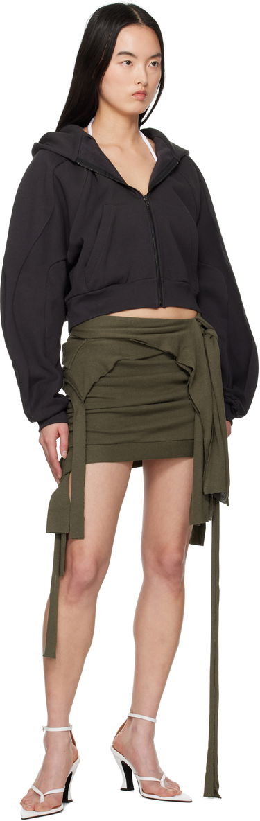 Mikina Ottolinger Ottolinger Multiline Zip Cropped Hoodie Čierna | 11560041501, 3