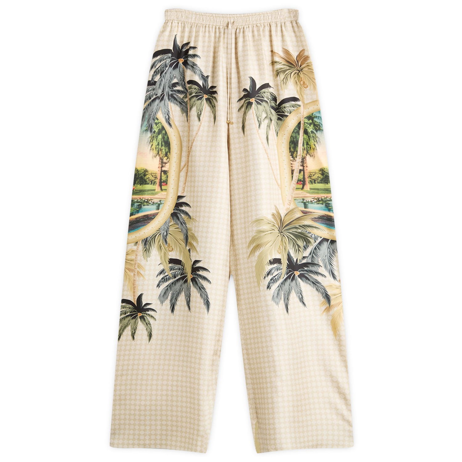 Nohavice AMIRI AMIRI Paradise Printed Wide-Leg Pants, Size Large Béžová | AWPACA1021-900, 1