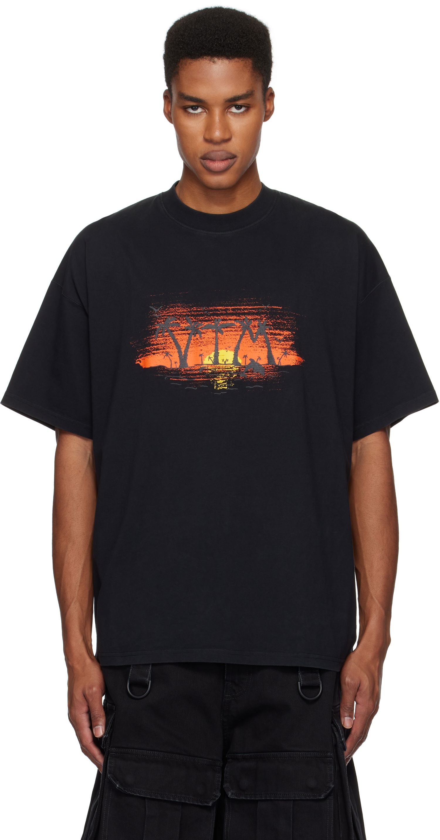 Tričko VETEMENTS Palmtree Graphic Regular T-Shirt Čierna | UA66TR720B, 0