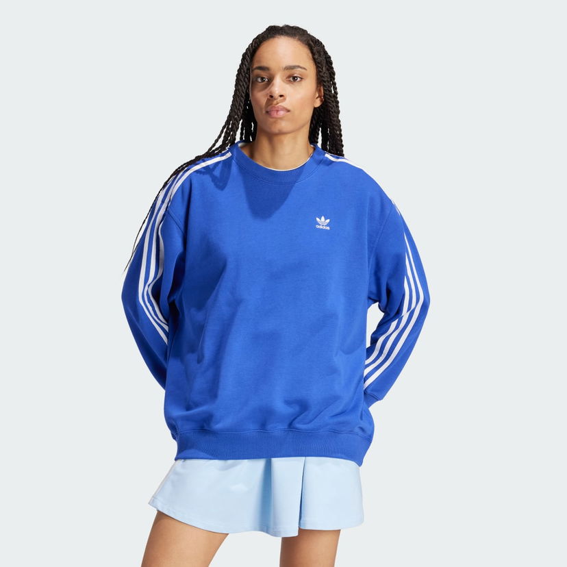 Mikina adidas Originals 3-Stripes Oversized Crew Modrá | IN8489