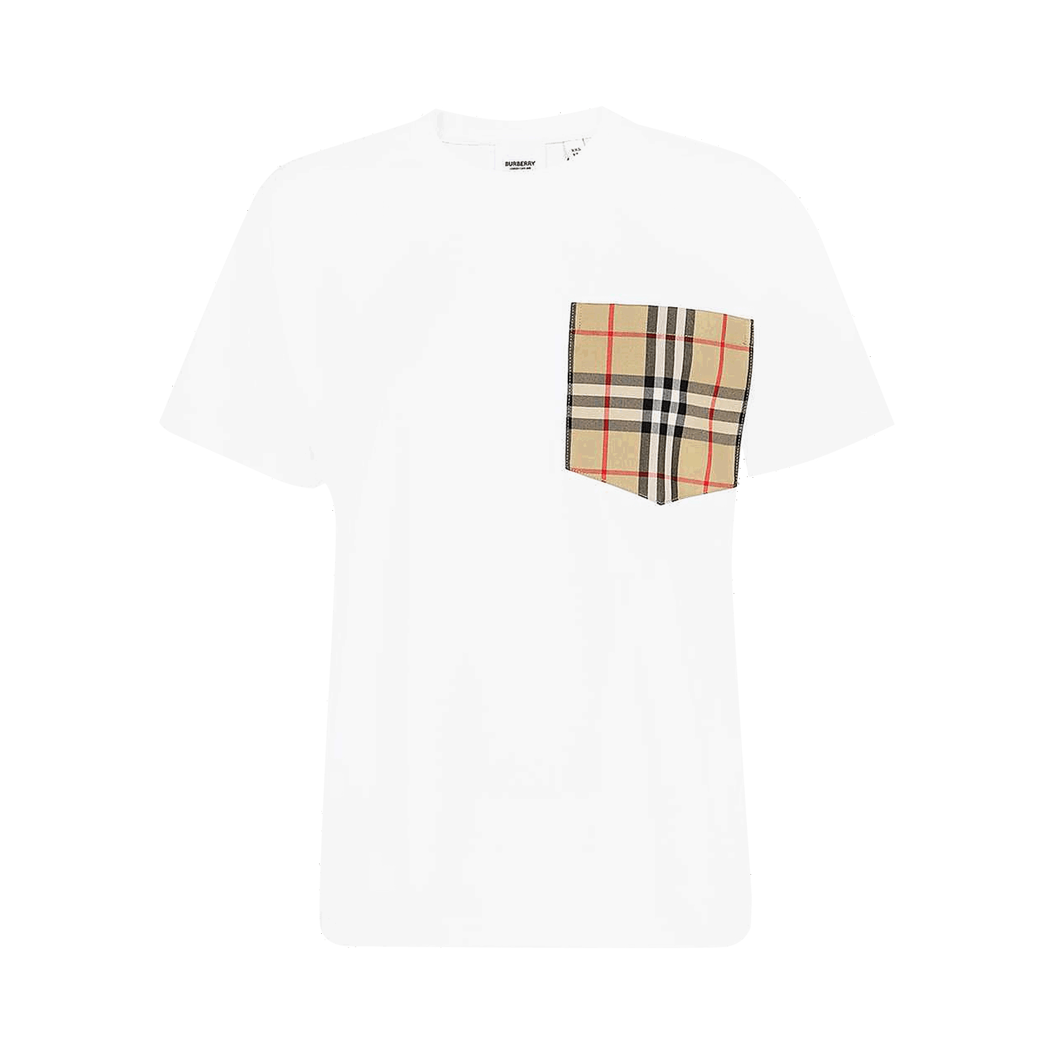 Tričko Burberry Carrick Check Pocket T-Shirt Biela | 8043386, 0
