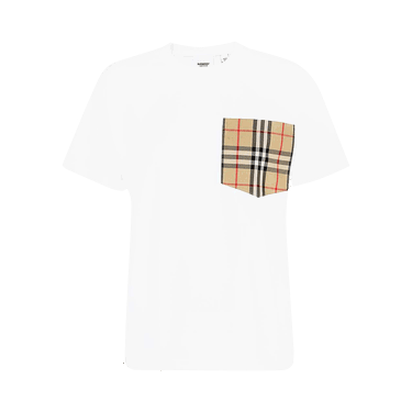 Tričko Burberry Carrick Check Pocket T-Shirt Biela | 8043386, 0