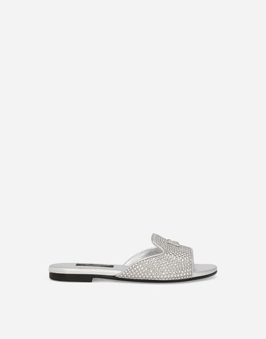 Tenisky a topánky Dolce & Gabbana Lambskin Rhinestone Slides Metalická | D10314AA63080998, 0