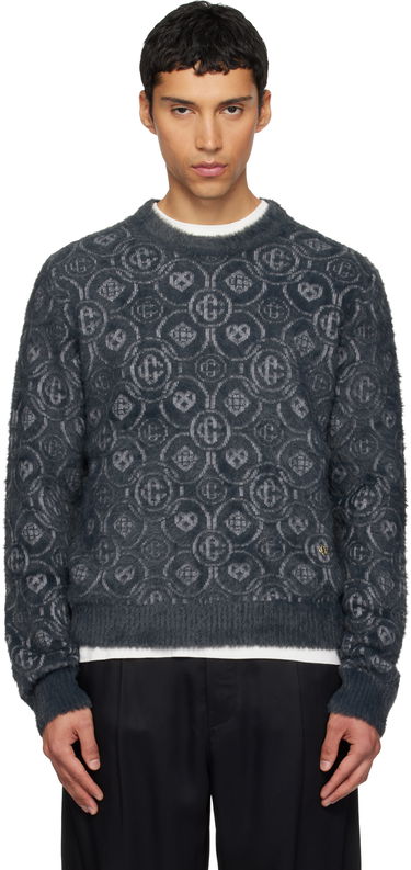 Sveter Casablanca Fluffy Monogram Sweater Šedá | M-AW25-KW-1095-01, 0