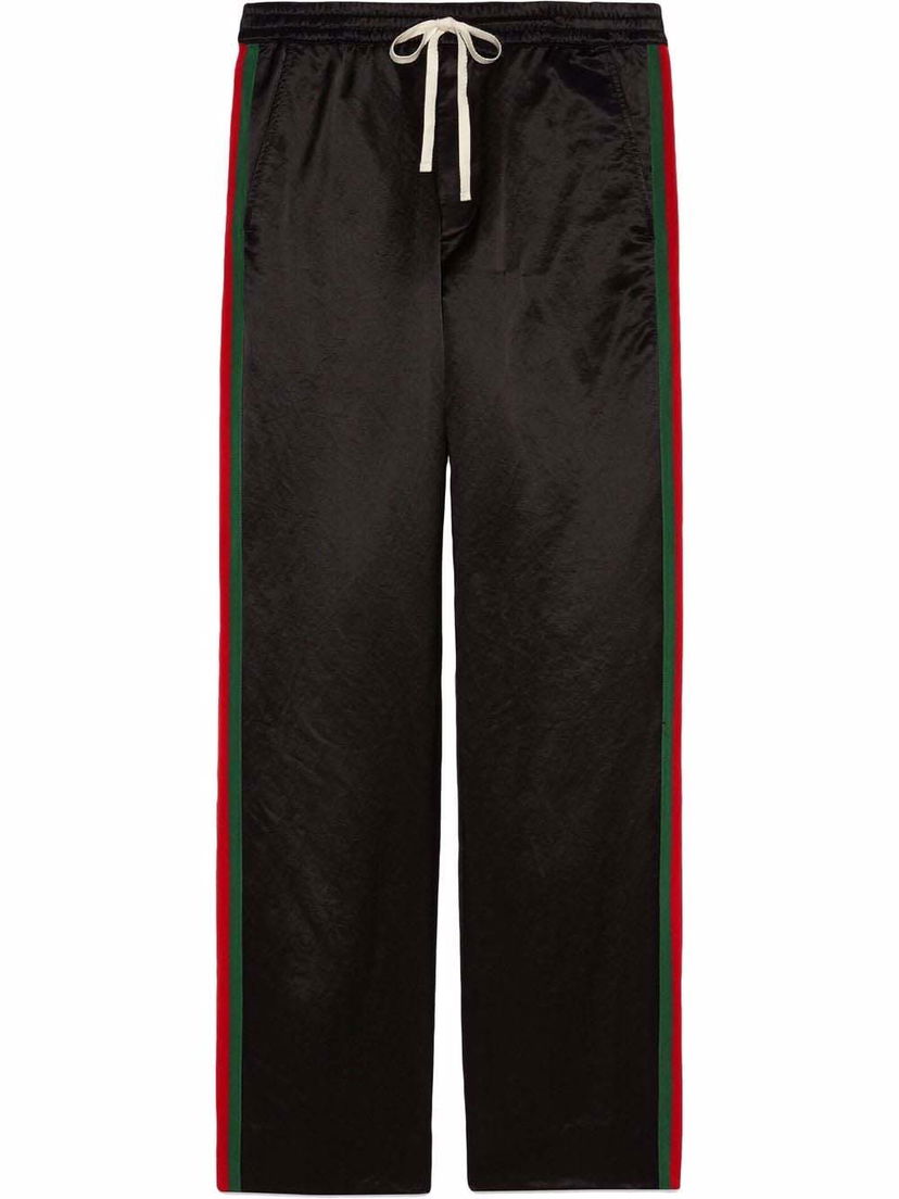 Tepláky Gucci Web-Panel Track Pants Black/Red/Green Čierna | 654880 ZAGU7 1043