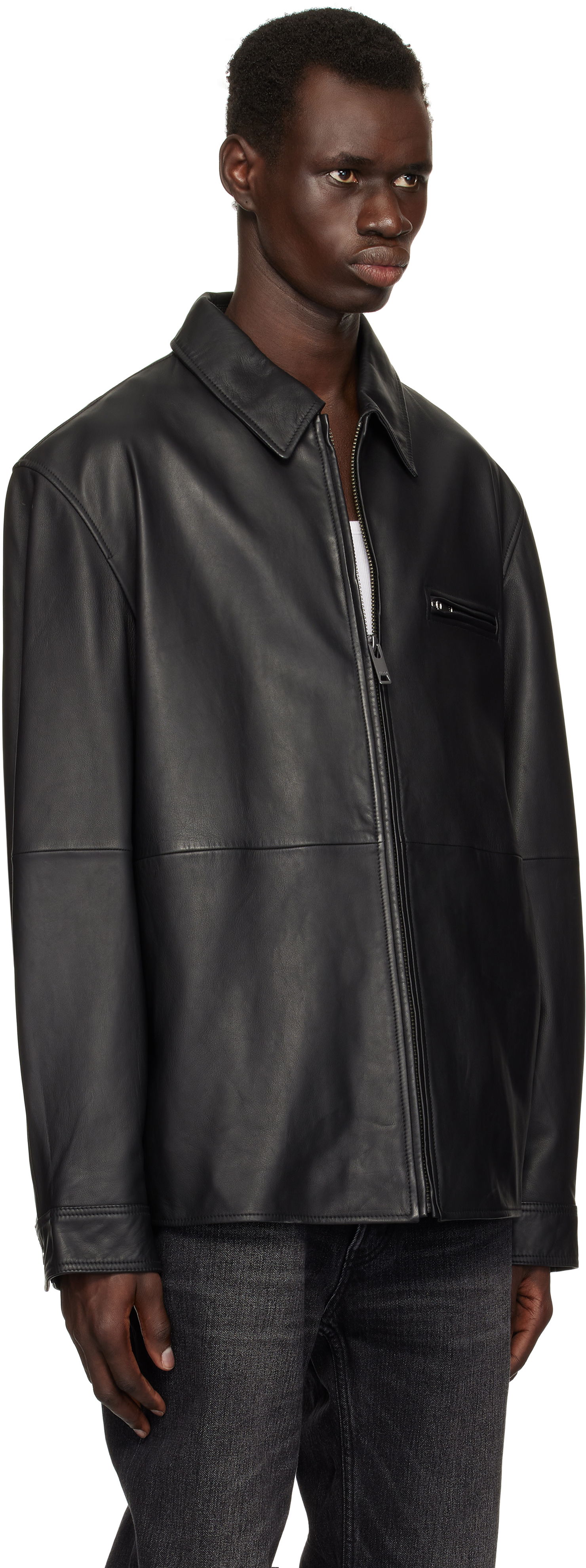 Bunda BOSS HUGO Paneled Leather Jacket Čierna | 50530812, 1