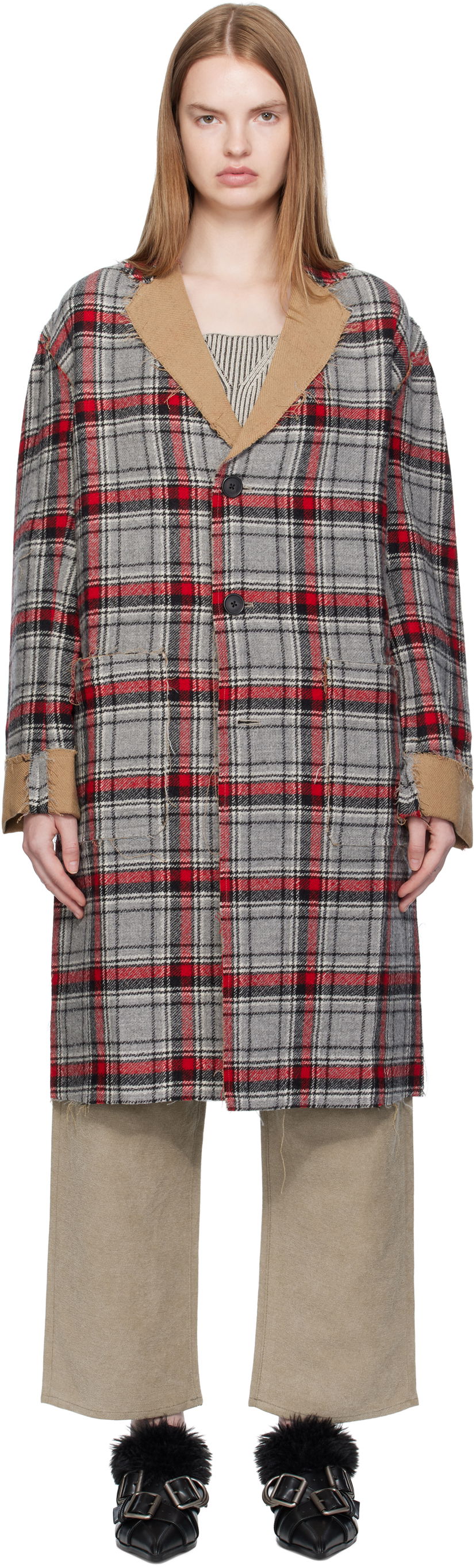 Kabáty R13 R13 Raw Cut Reversible Coat Rôznofarebný | R13WR469-R566A