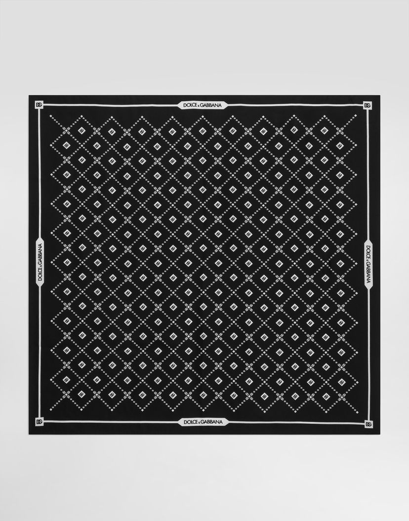 Šál Dolce & Gabbana Dolce & Gabbana Silk Twill Scarf with Micro-Logo Print Čierna | GQ348EG0WUUHH8TA