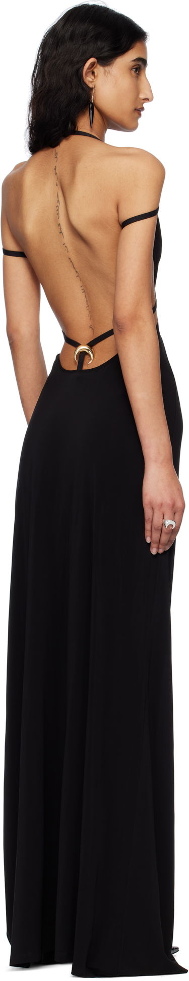 Šaty Marine Serre Marine Serre Draped Jersey Open Back Maxi Dress Čierna | WDR335A CJER0022, 2