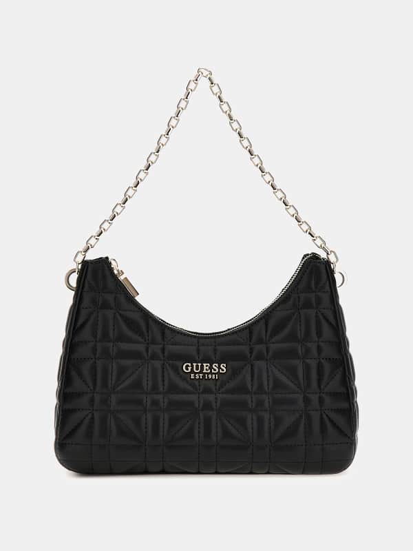 Taška cez rameno GUESS Assia Quilted Shoulder Bag Čierna | HWQG8499180, 0