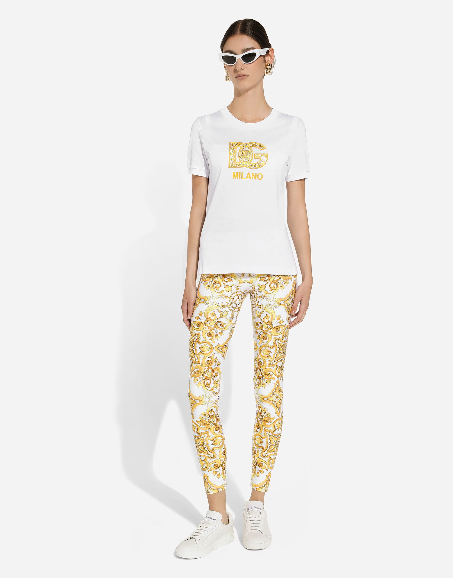 Tričko Dolce & Gabbana Cotton Jersey T-shirt With Print Logo Biela | F8N08ZGDBVXS8402, 1