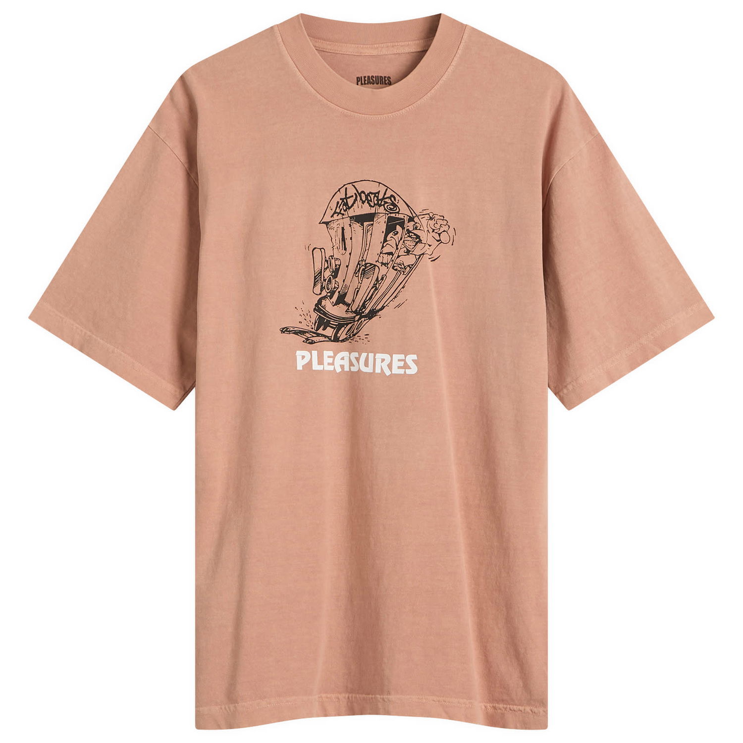Tričko Pleasures Pleasures x Fat Beats 9th Street T-Shirt, Size Large Hnedá | P25SP067-ROSE, 0