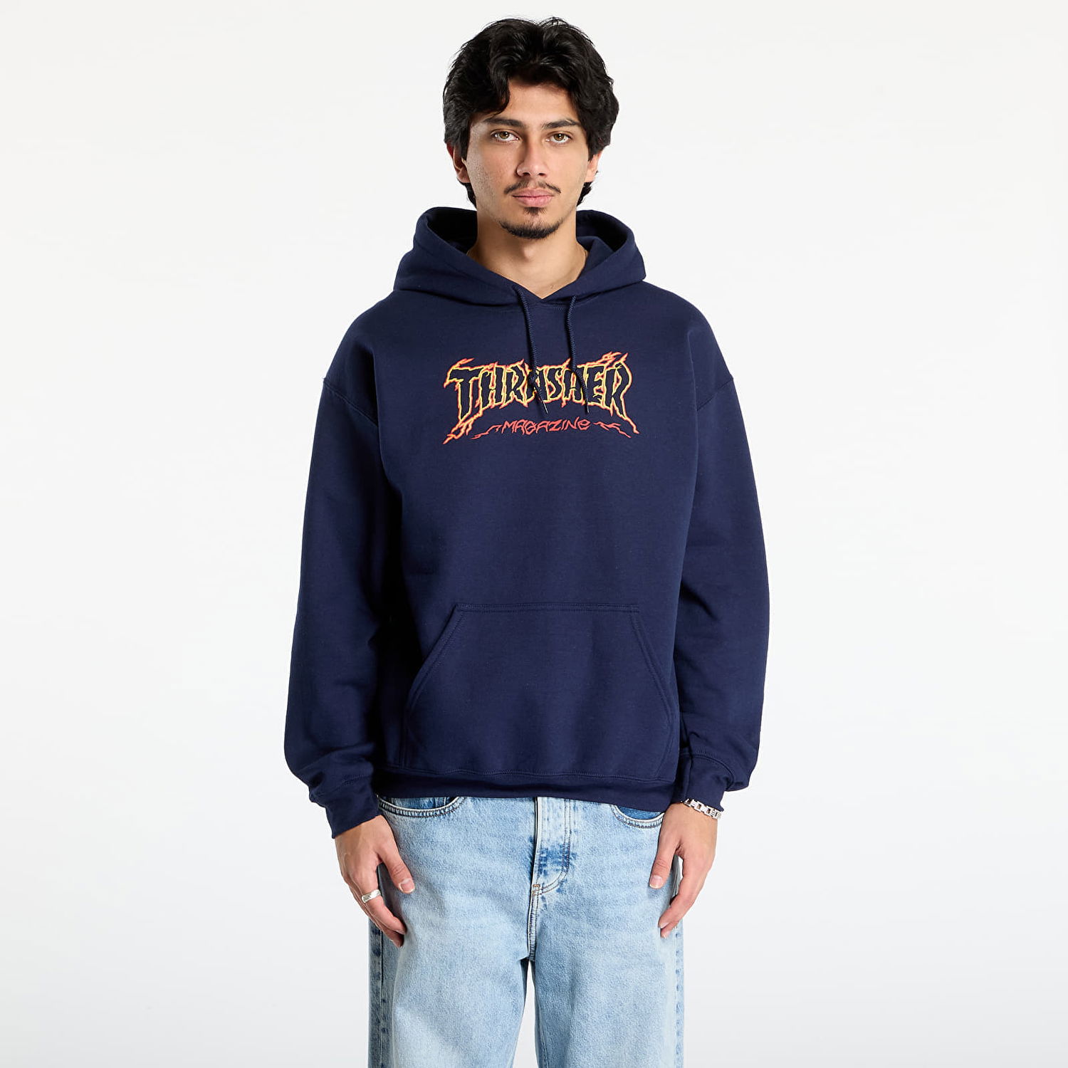 Mikina Thrasher Cracked by Exteenager Hoodie Navy | 145776, 0
