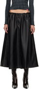 O-Blivion Drawstring Faux-Leather Midi Skirt