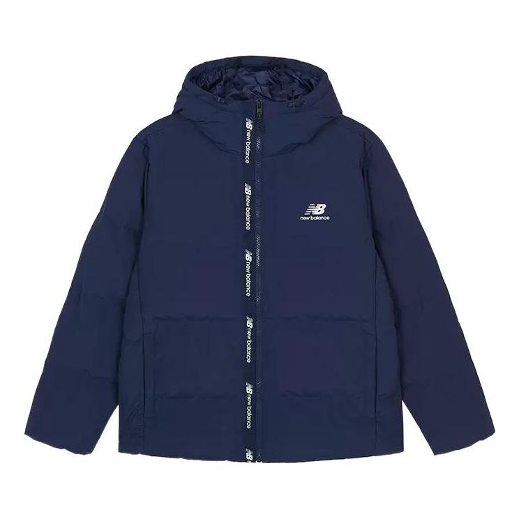 Prešívaná bunda New Balance Logo Print Down Jacket Modrá | AMJ23343-NNY, 0