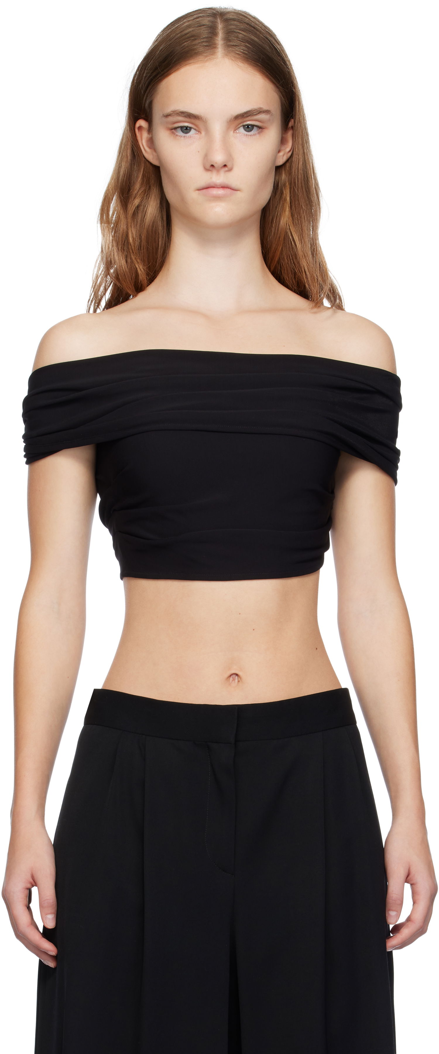 Crop Top Casablanca Draped Crop Top T-shirt Čierna | WF24-TP-063-01, 0