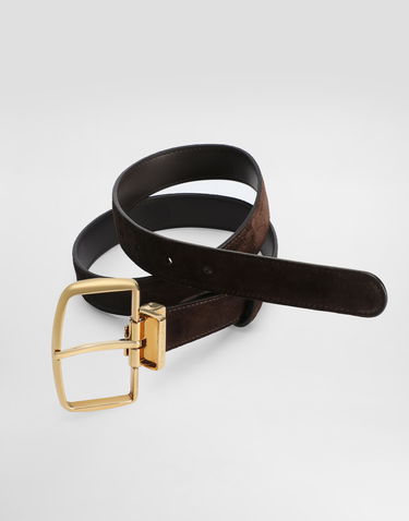 Opasok Dolce & Gabbana Dolce & Gabbana Split Calfskin Belt with Square Buckle Hnedá | BE1666AO16580081, 3
