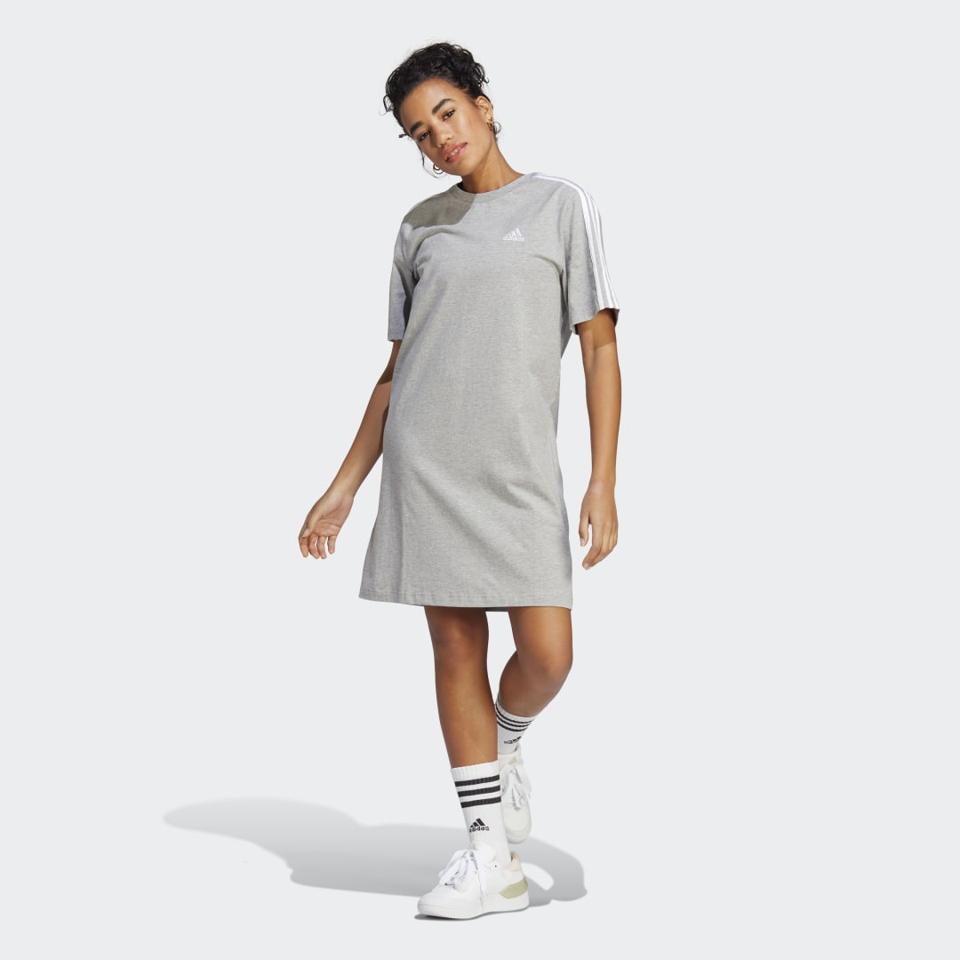 Šaty adidas Originals Essentials 3-Stripes Single Jersey Boyfriend Dress Tee Šedá | HR4924, 0