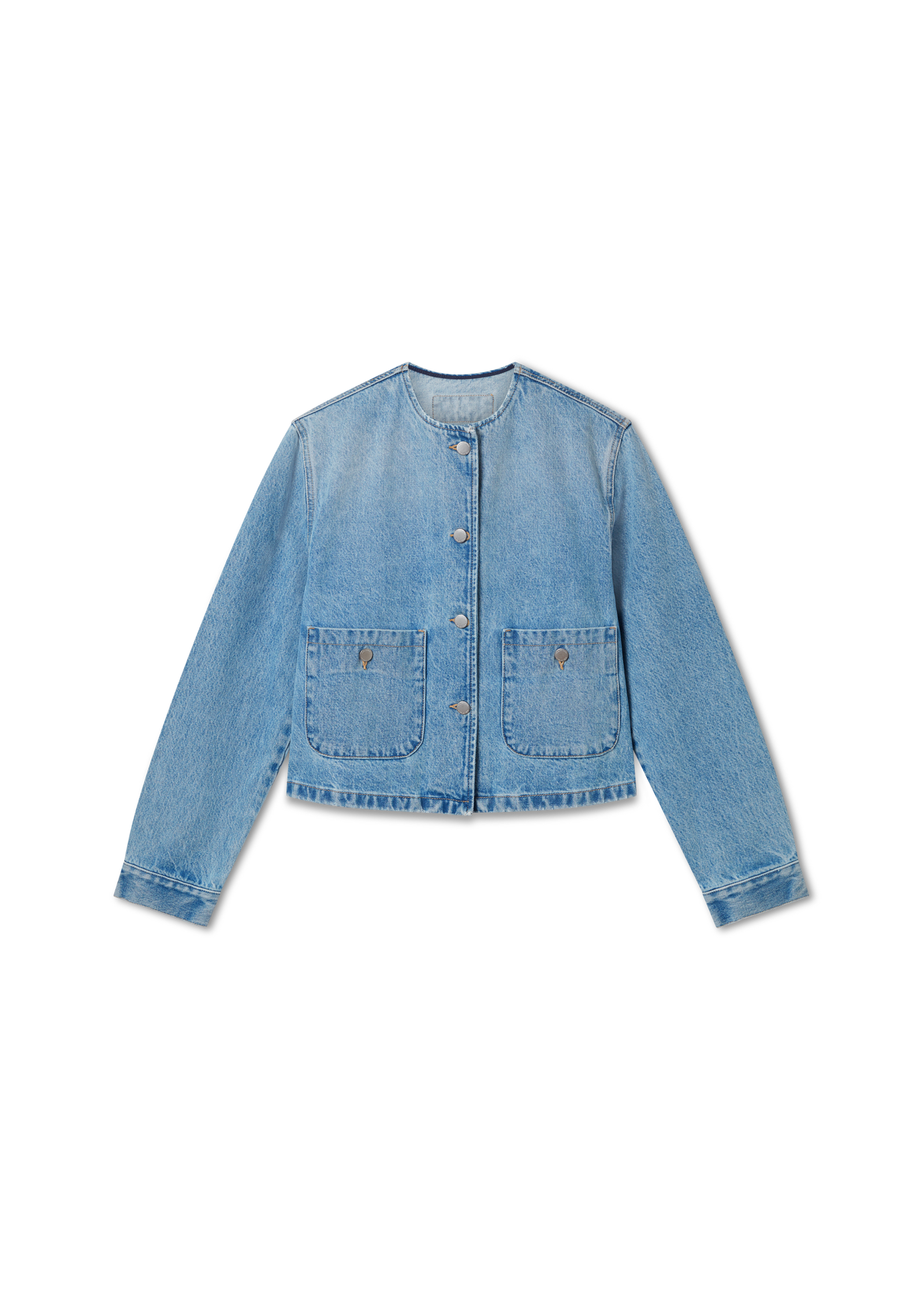 Collarless Denim Jacket