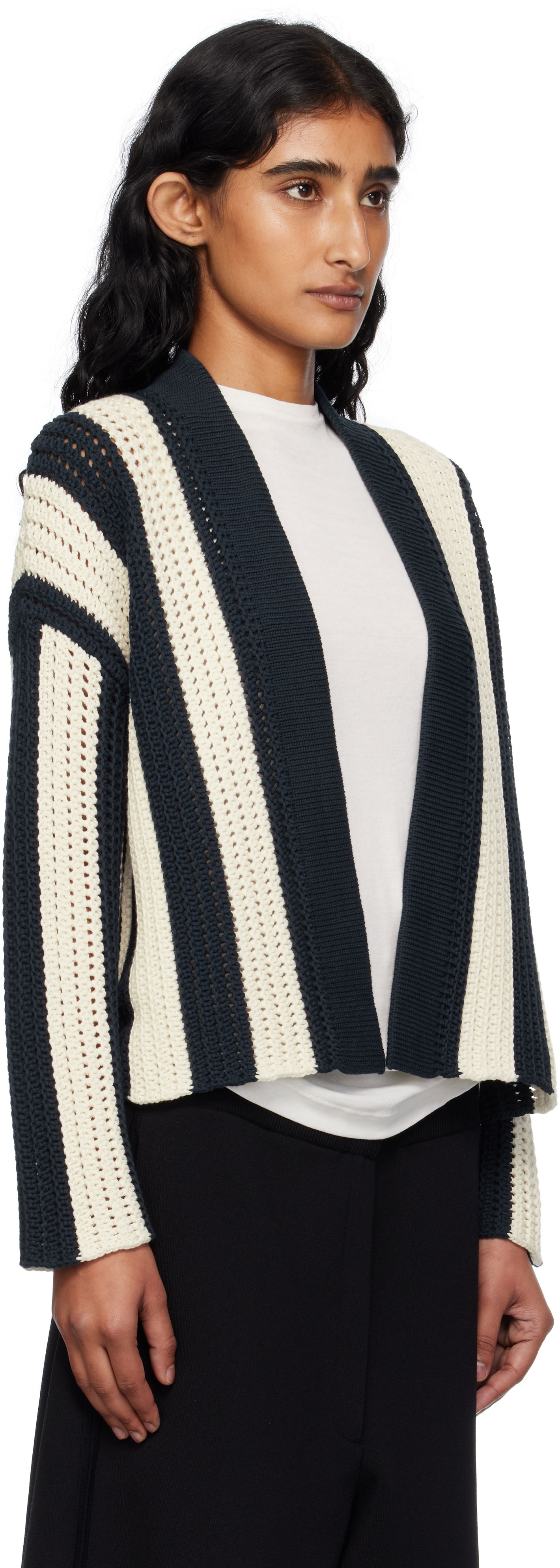 Sveter Max Mara Weekend Max Mara Striped Open Cardigan Navy | 2515341012600, 1